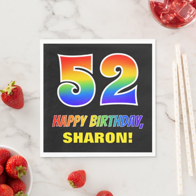 52nd Birthday: Bold, Fun, Simple, Rainbow 52 Napkins (Insitu)