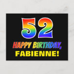 [ Thumbnail: 52nd Birthday: Bold, Fun, Simple, Rainbow 52 Postcard ]