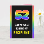 [ Thumbnail: 52nd Birthday: Colorful Rainbow # 52, Custom Name Card ]