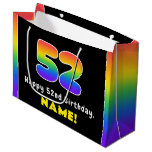 [ Thumbnail: 52nd Birthday: Colorful Rainbow # 52, Custom Name Gift Bag ]