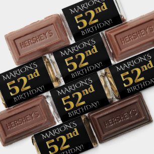 52nd Birthday — Elegant, Faux Gold Look 52 + Name Hershey's Miniatures