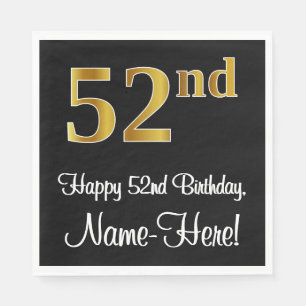 52nd Birthday ~ Elegant Luxurious Faux Gold Look # Napkins