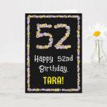 [ Thumbnail: 52nd Birthday: Floral Flowers Number, Custom Name Card ]