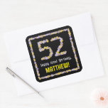 [ Thumbnail: 52nd Birthday: Floral Flowers Number, Custom Name Sticker ]