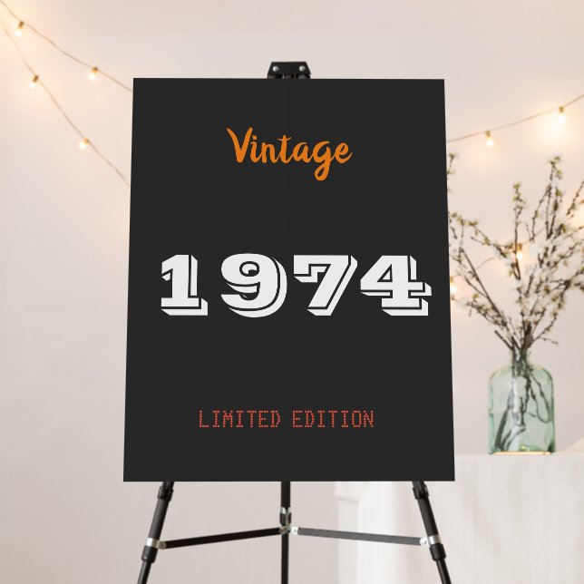 52nd Birthday Foam Board Sign – Vintage 1974 Limit (In Situ (Stand))