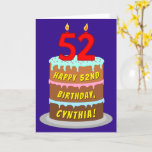 [ Thumbnail: 52nd Birthday: Fun Cake and Candles + Custom Name Card ]