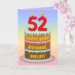 [ Thumbnail: 52nd Birthday — Fun Cake & Candles, W/ Custom Name Card ]