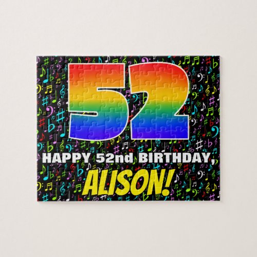 52nd Birthday  Fun Colorful Music Symbols  52 Jigsaw Puzzle