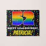 [ Thumbnail: 52nd Birthday — Fun, Colorful Star Field Pattern Jigsaw Puzzle ]