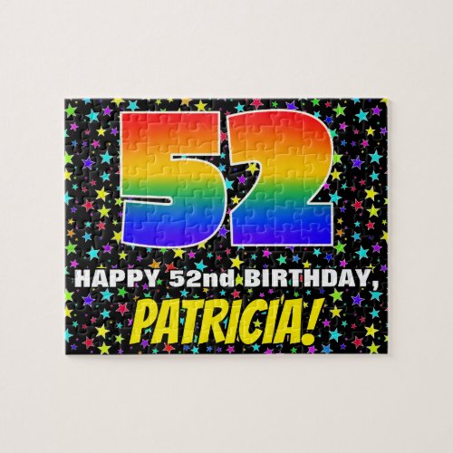 52nd Birthday  Fun Colorful Star Field Pattern Jigsaw Puzzle