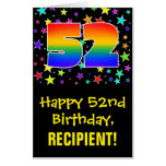 [ Thumbnail: 52nd Birthday: Fun, Colorful Stars + Rainbow # 52 Card ]