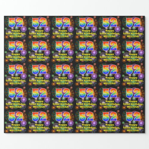 52nd Birthday Fun Fireworks Rainbow Look  52 Wrapping Paper