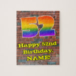 [ Thumbnail: 52nd Birthday: Fun Graffiti-Inspired Rainbow 52 Jigsaw Puzzle ]