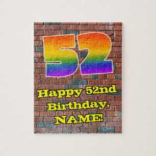 52nd Birthday: Fun Graffiti-Inspired Rainbow 52 Jigsaw Puzzle