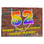 [ Thumbnail: 52nd Birthday: Fun, Graffiti-Inspired Rainbow # 52 Gift Bag ]