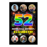 [ Thumbnail: 52nd Birthday: Fun Rainbow #, Custom Name + Photos Card ]