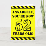 [ Thumbnail: 52nd Birthday: Fun Stencil Style Text, Custom Name Card ]