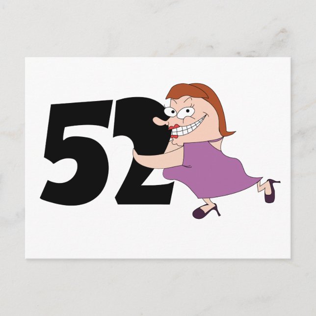 52nd birthday gifts - Funny cartoon birthday Postcard (Front)