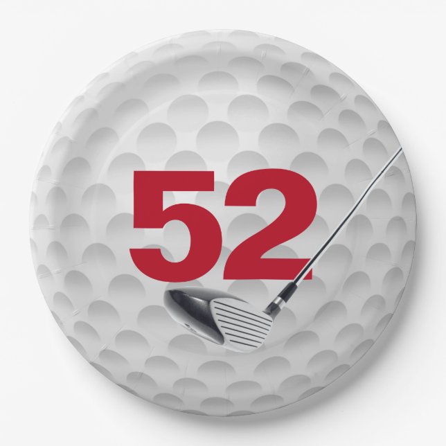 52nd Birthday Golf Ball Design  Paper Plates (Front)