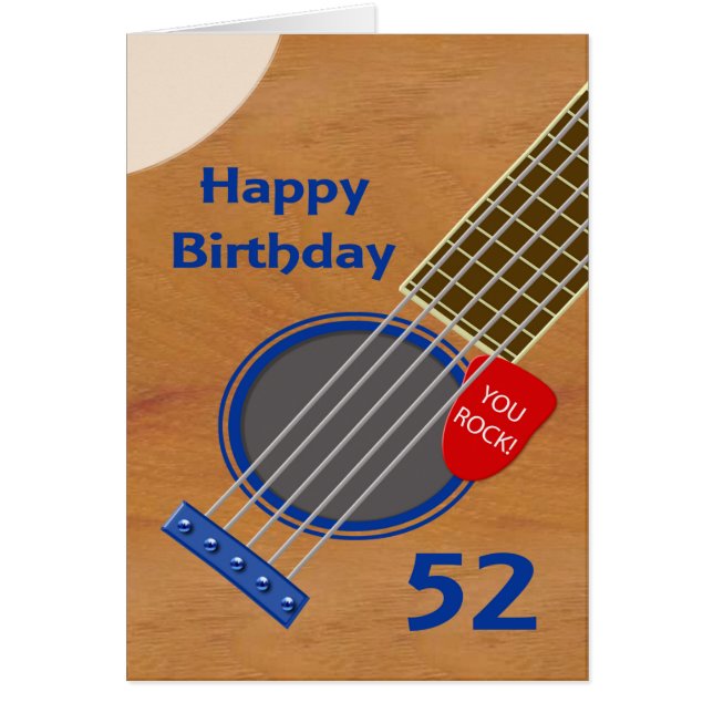 52nd Birthday Guitar Player Birthday Cards (Front)