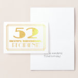 [ Thumbnail: 52nd Birthday; Name + Art Deco Inspired Look "52" Foil Card ]
