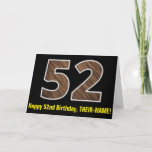 [ Thumbnail: 52nd Birthday: Name + Faux Wood Grain Pattern "52" Card ]
