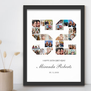 52nd Birthday Number 52 Custom Photo Collage Poster