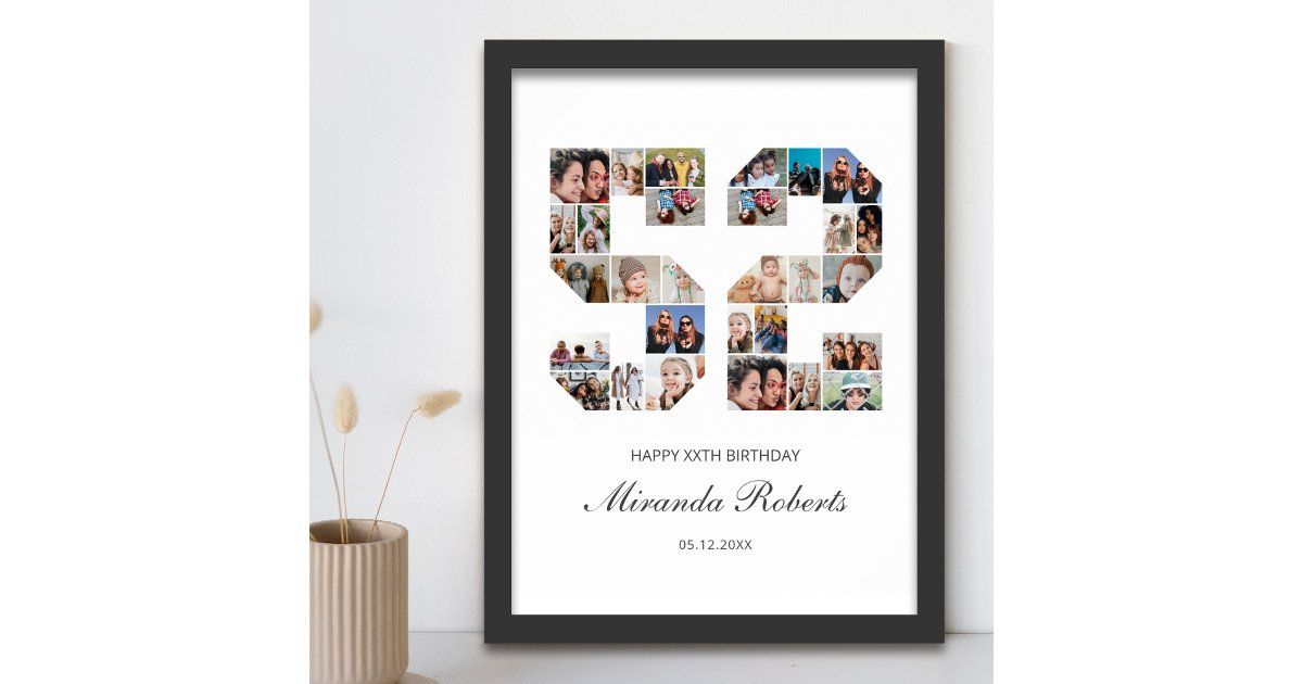 52nd Birthday Number 52 Custom Photo Collage Poster | Zazzle