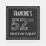 [ Thumbnail: 52nd Birthday Party: Art Deco Style + Custom Name Napkins ]