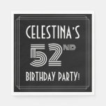 [ Thumbnail: 52nd Birthday Party: Art Deco Style + Custom Name Napkins ]