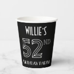 [ Thumbnail: 52nd Birthday Party: Art Deco Style + Custom Name Paper Cups ]