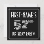 [ Thumbnail: 52nd Birthday Party: Art Deco Style W/ Custom Name Invitation ]