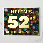 [ Thumbnail: 52nd Birthday Party: Bold, Colorful Fireworks Look Postcard ]
