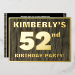 [ Thumbnail: 52nd Birthday Party: Bold, Faux Wood Grain Pattern Invitation ]