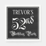 [ Thumbnail: 52nd Birthday Party — Fancy Script + Custom Name Napkins ]