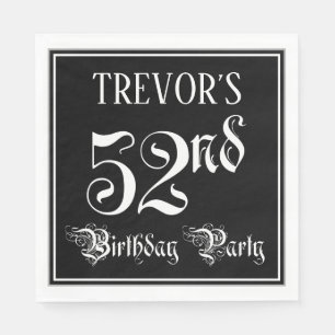 52nd Birthday Party — Fancy Script + Custom Name Napkins