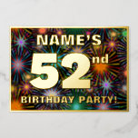 [ Thumbnail: 52nd Birthday Party — Fun, Colorful Fireworks Look Invitation ]