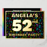 [ Thumbnail: 52nd Birthday Party — Fun, Colorful Music Symbols Invitation ]