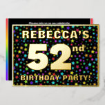 [ Thumbnail: 52nd Birthday Party — Fun, Colorful Stars Pattern Invitation ]
