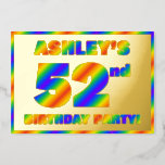 [ Thumbnail: 52nd Birthday Party — Fun, Rainbow Spectrum “52” Invitation ]