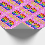 [ Thumbnail: 52nd Birthday: Pink Stripes & Hearts, Rainbow # 52 Wrapping Paper ]