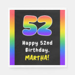 [ Thumbnail: 52nd Birthday: Rainbow Spectrum # 52, Custom Name Napkins ]