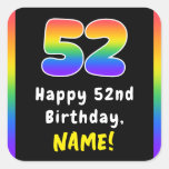 [ Thumbnail: 52nd Birthday: Rainbow Spectrum # 52, Custom Name Sticker ]