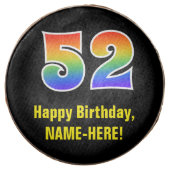 52nd Birthday - Rainbow Spectrum Pattern Number 52 Chocolate Covered Oreo (Front)