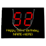 [ Thumbnail: 52nd Birthday: Red Digital Clock Style "52" + Name Gift Bag ]