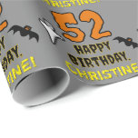 [ Thumbnail: 52nd Birthday: Spooky Halloween Theme, Custom Name Wrapping Paper ]