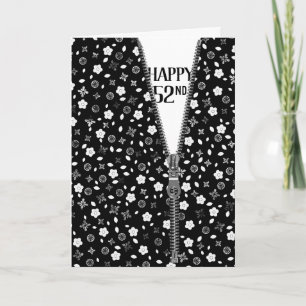 52nd Birthday Zipper On Flowers Card