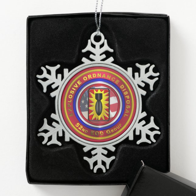 52nd EOD GROUP   Snowflake Pewter Christmas Ornament (Box)