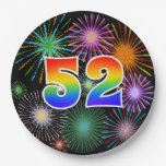 [ Thumbnail: 52nd Event - Fun, Colorful, Bold, Rainbow 52 Paper Plates ]