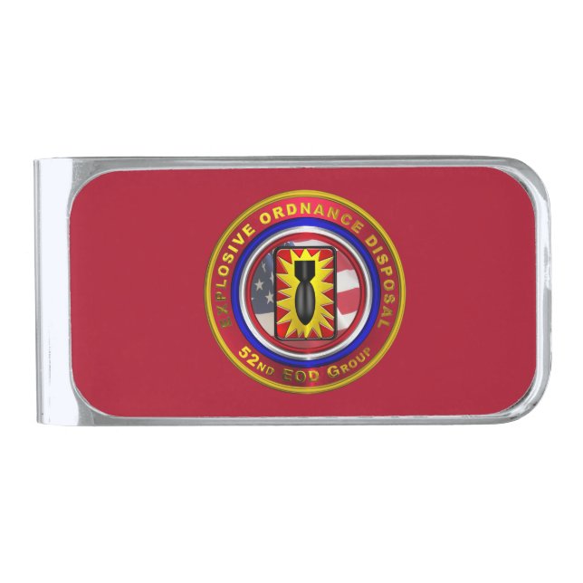 52nd Explosive Ordnance Disposal Group  Silver Finish Money Clip (Front)